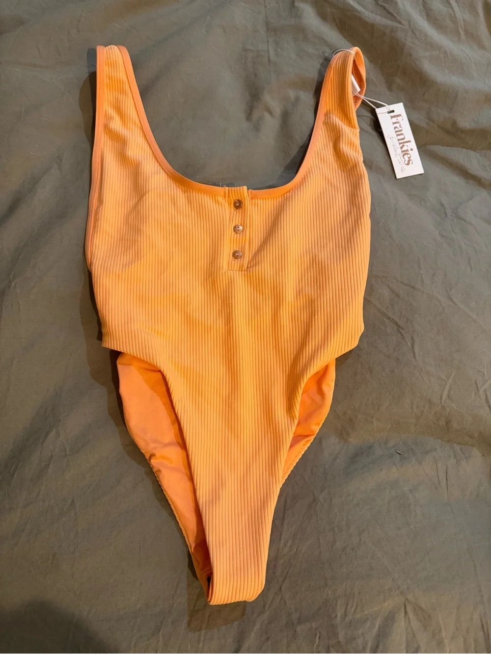 NWT Frankie's Bikinis Adele Peach Orange One-Piece - Small
